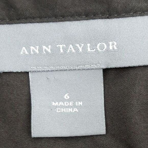 Ann Taylor Brown Botanical Palm Embroidered Cotton Knee Length Panelled Skirt Sz - Picture 3 of 10